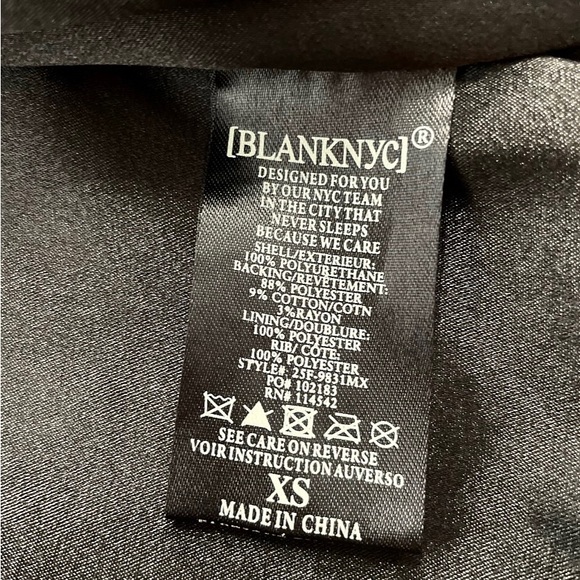 Blank NYC Jacket Vegan Black Leather Varsity Stripe Moto Motorcycle Women’s XS - Picture 6 of 8